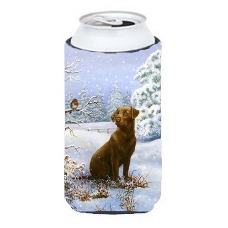 CAROLINES TREASURES Carolines Treasures BDBA434ATBC Chocolate Labrador Snowy Robin Tall Boy Can cooler Hugger BDBA434ATBC